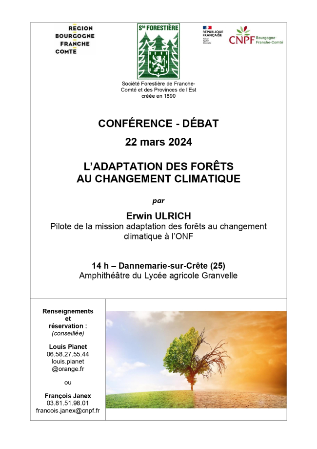 Affiche conférence sur l'adaptation des forêts au changement climatique